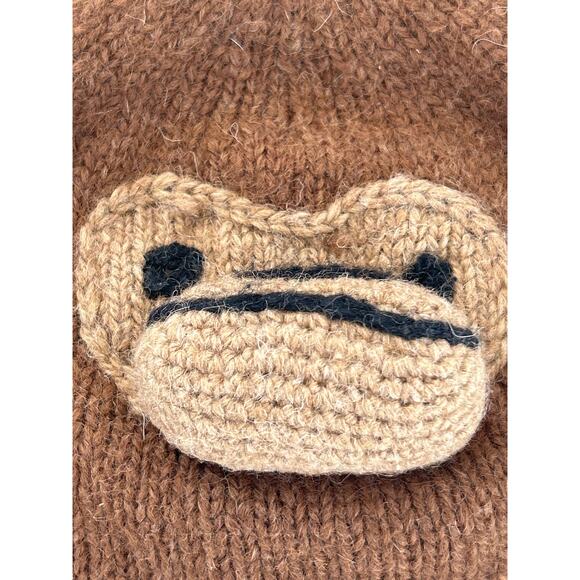 Bear Beanie Hat Brown Alpaca Fleece Lined 3D Made in Bolivia - Picture 2 of 8